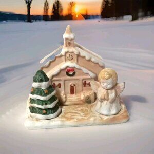 Interpur Church Napkin Holder Salt Pepper Shakers Christmas Tree vintage decor